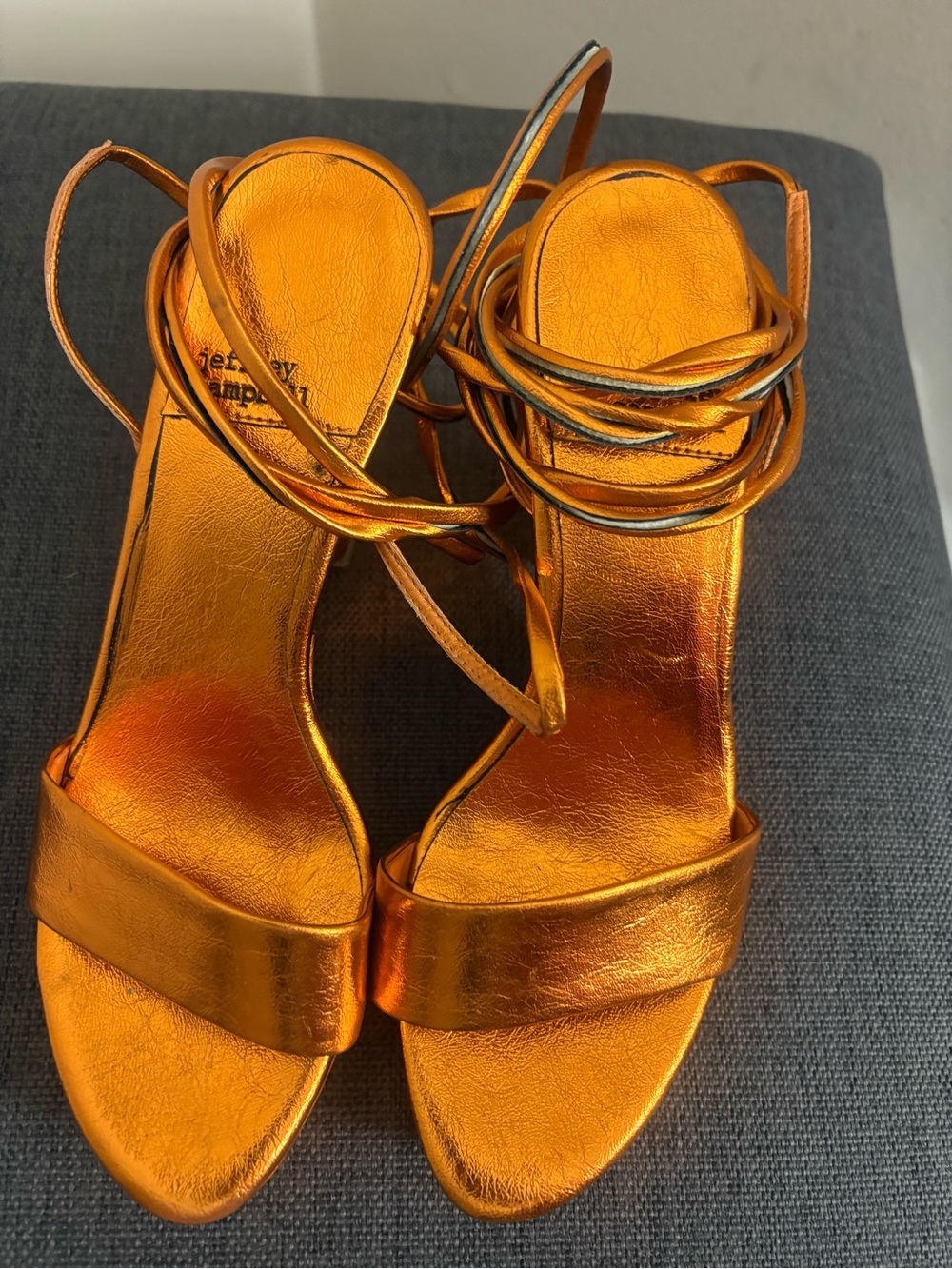 Jeffrey Campbell Orange leg Wrap Laces Heel Sandals Size 7.5